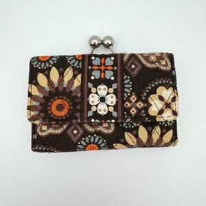 Vera Bradley Canyon Brown Kisslock Tri-Fold Wallet